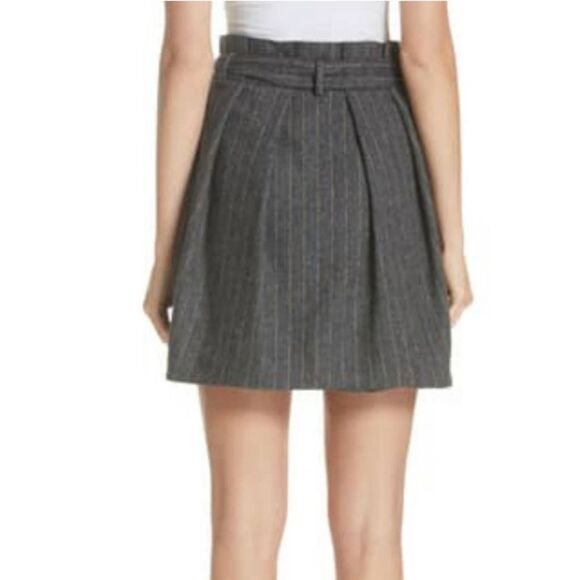 Ulla Johnson Leo Wool Blend Herringbone Belted Paperbag Waist Mini Skirt Size 0 - Picture 8 of 8